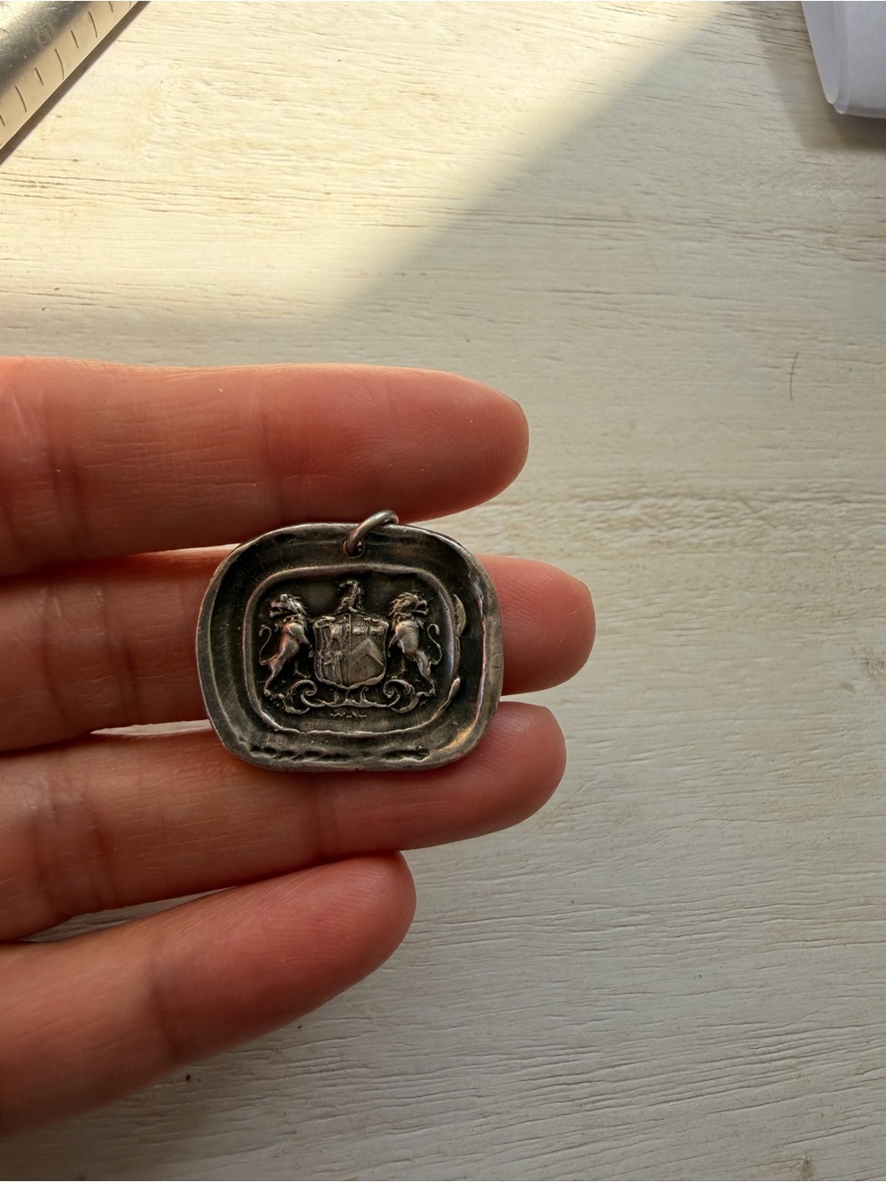 Vintage Lion Crest Medallion Pendant- sterling Silver unstamped